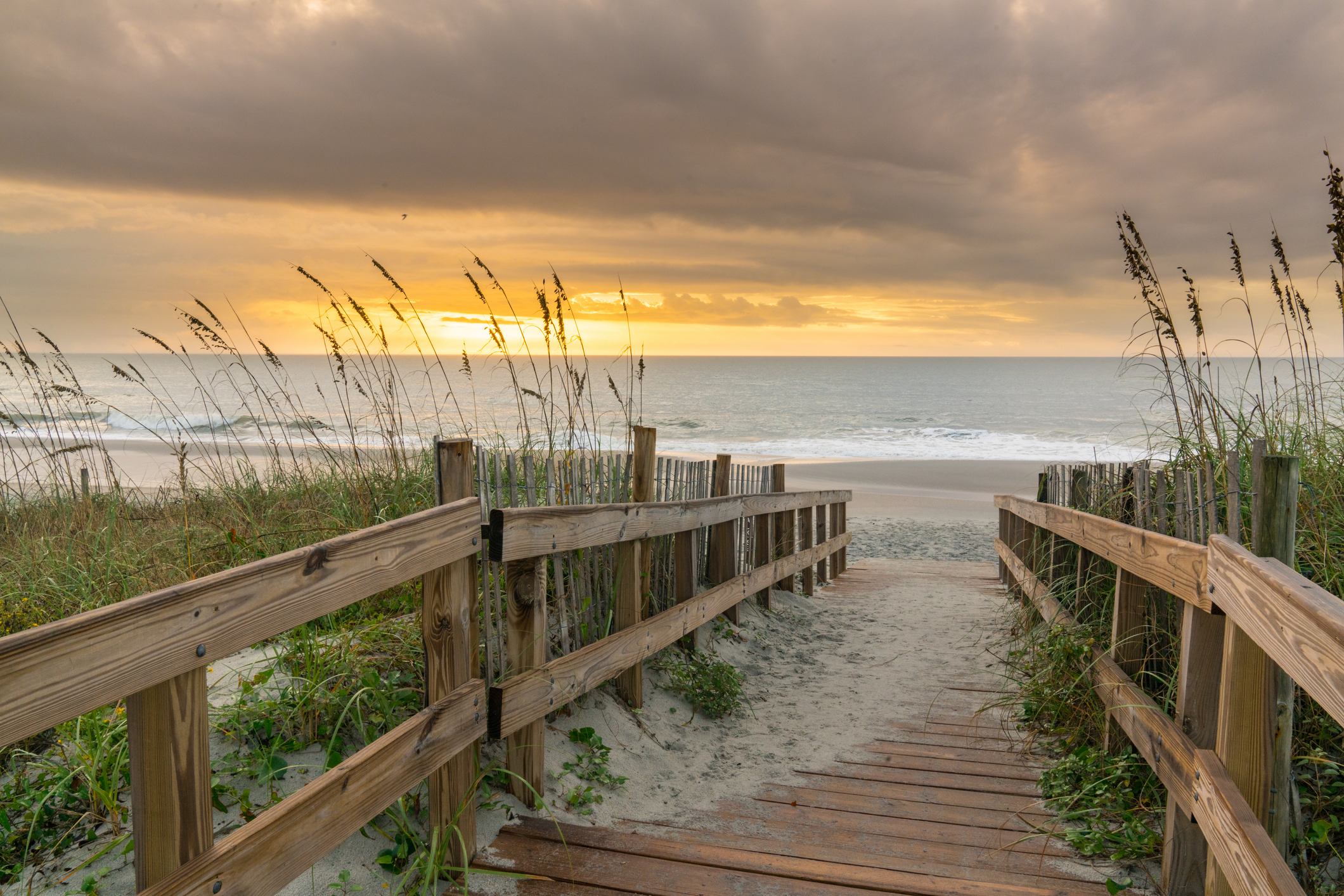 Boardwalk Leading to the Beach at Sunrise Boardwalk Leading to the Beach at Sunrise